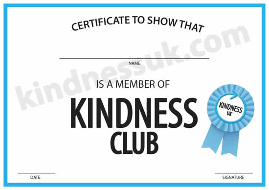 Kindness Club Certificate